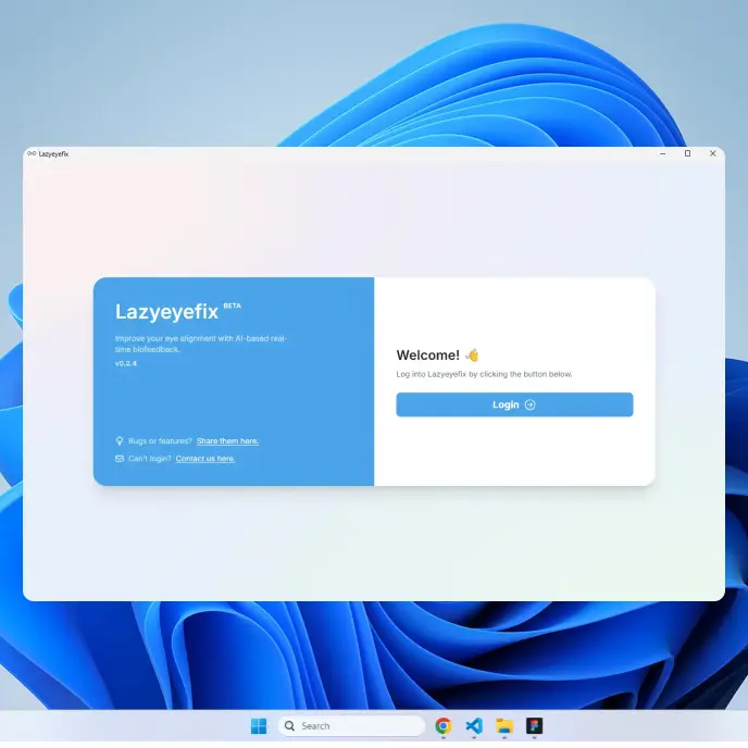 Lazyeyefix desktop app login screen
